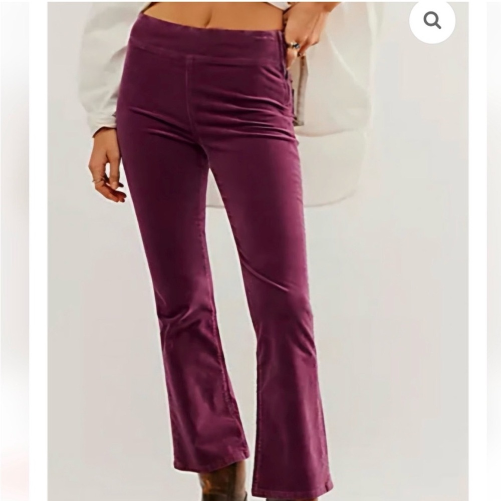 Free People Purple Cropped Velvet Pants